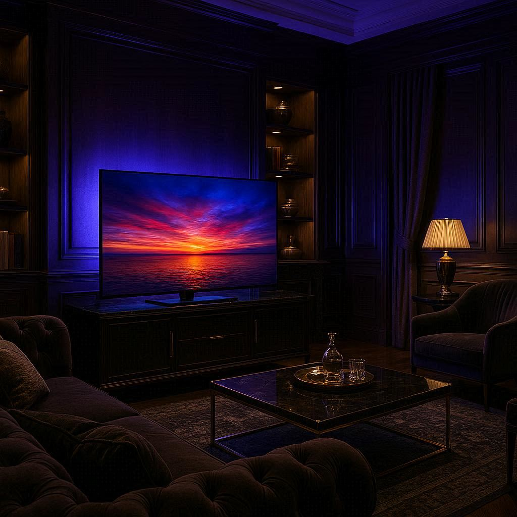 Striscia led dietro la tv per illuminazione led casa.